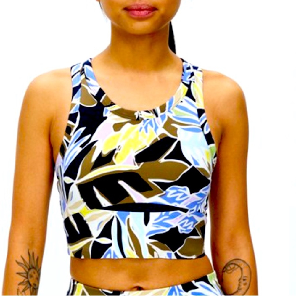 Sweaty Betty Floral Print Sports Bra - Black, Blue, Yellow, White, Olive